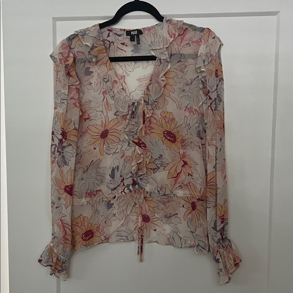 PAIGE Floral Sheer Blouse - Pink and Purple